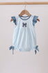Blue Plaid Embroidered Bow Bubble