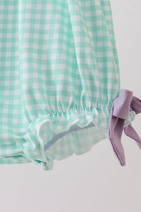 Mint Puppy Plaid Embroidered Bubble