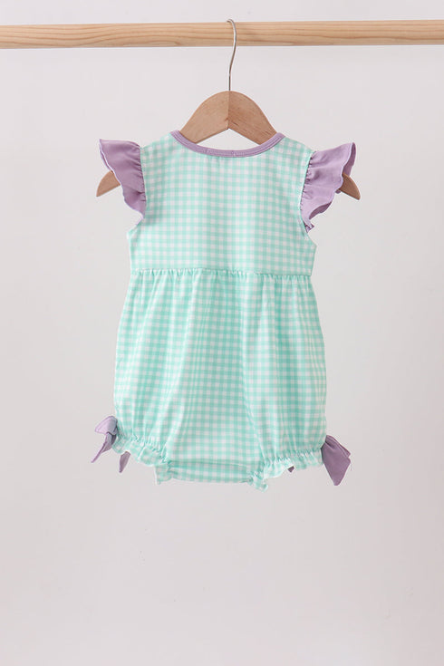 Mint Puppy Plaid Embroidered Bubble