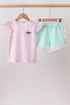 Purple Ice Cream Plaid Embroidered Set