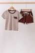 Brown Bear Stripe Embroidered Set