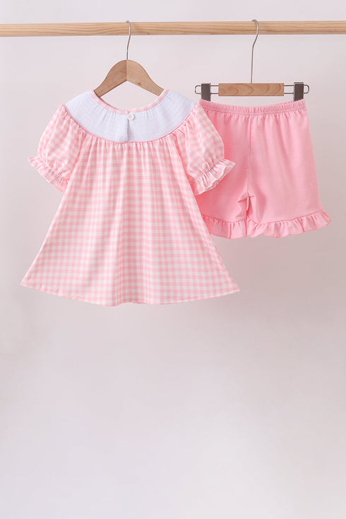 Pink Apple Bus Smocked Ruffle Set