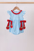 Blue Apple Appliqué Gingham Bubble