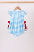 Blue Apple Appliqué Gingham Bubble