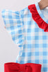 Blue Apple Appliqué Gingham Bloomer Set