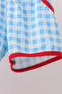 Blue Apple Appliqué Gingham Shorts Set