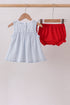 Blue Embroidered Swiss Dot Bloomer Set