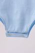Blue pencil bow embroidery ruffle bubble