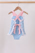 Blue pencil bow embroidery ruffle bubble