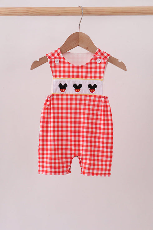 Red Character Plaid Embroidered Jon Jon