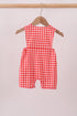 Red Character Plaid Embroidered Jon Jon