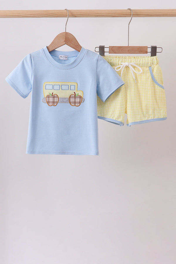 Blue Bus Applique Set