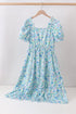 Blue Floral Tiered Women Dress