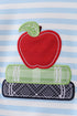 Blue Stripe Apple Book Appliqué Bubble
