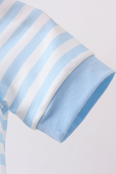 Blue Stripe Apple Book Appliqué Bubble