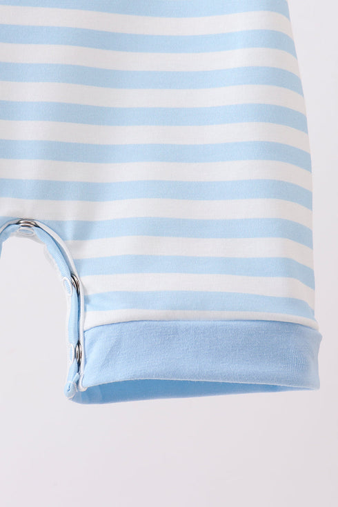 Blue Stripe Apple Book Appliqué Romper
