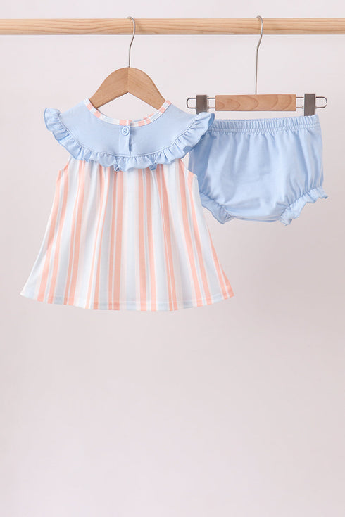Seashell Stripe Embroidered Bloomer Set