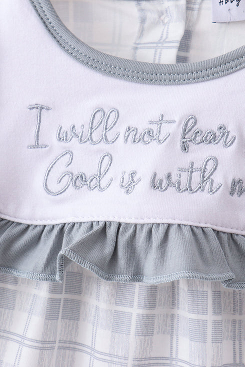 Blue Faith Quote Embroidered Bloomer Set