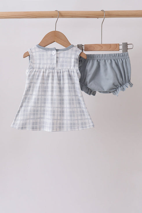 Blue Faith Quote Embroidered Bloomer Set