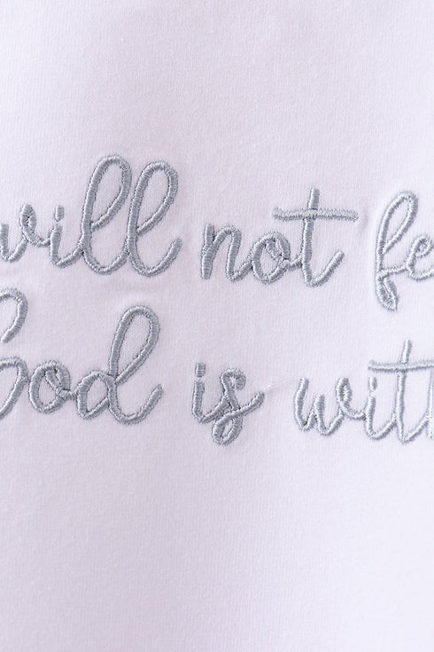 Blue Faith Quote Embroidered Shorts Set