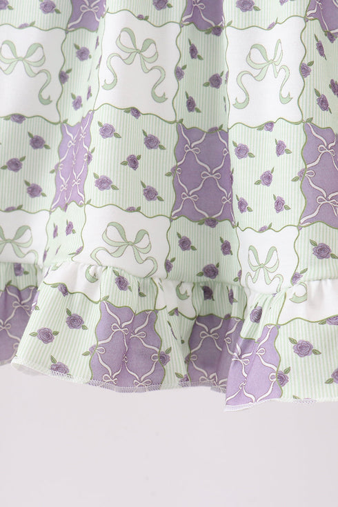 Purple Floral Smocked Bloomer Set