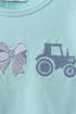 Blue Farm Tractor Embroidered Bloomer Set