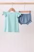 Blue Farm Tractor Embroidered Bloomer Set