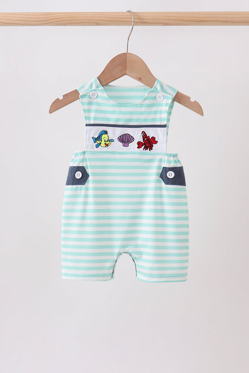 Blue stripe under the sea Embroidered Jon Jon