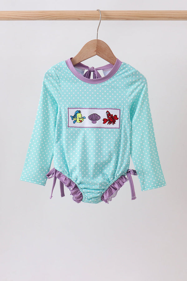 Blue under the sea Embroidered UPF Rashguard