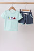 Blue Stripe under the sea Embroidered Set