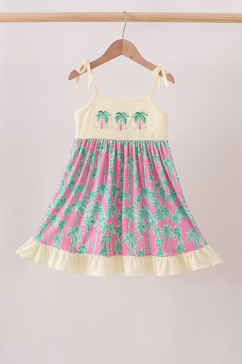 Palm Tree Embroidered Dress