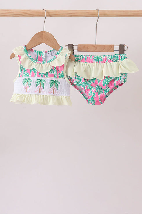 Palm Tree Smocked UPF Swim Set