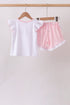 Pink Pencil ABC embroidery gingham ruffle shorts set