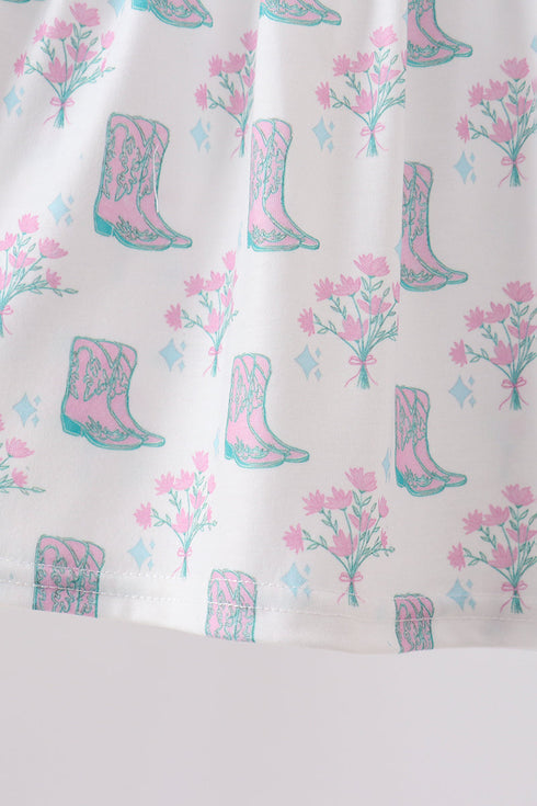 Blue Boots Print Bloomer Set