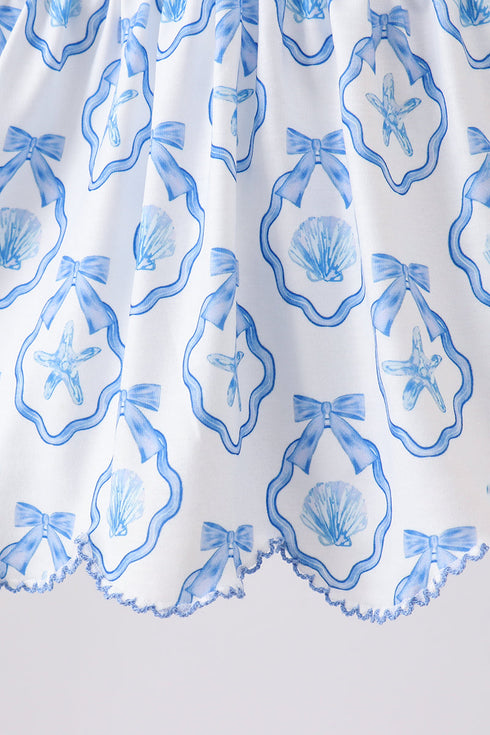 Blue Shells Embroidered Bloomer Set
