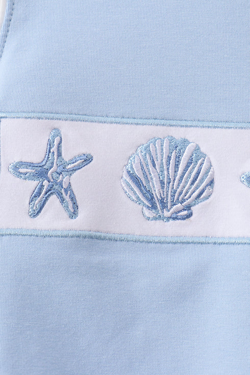 Blue Shells Embroidered Bubble