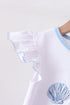Blue Shells Embroidered Ruffle Shorts Set