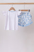 Blue Shells Embroidered Ruffle Shorts Set