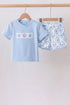 Blue Shells Embroidered Shorts Set