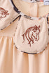 Khaki horse embroidery ruffle shorts set