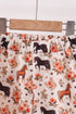 Khaki horse embroidery ruffle shorts set