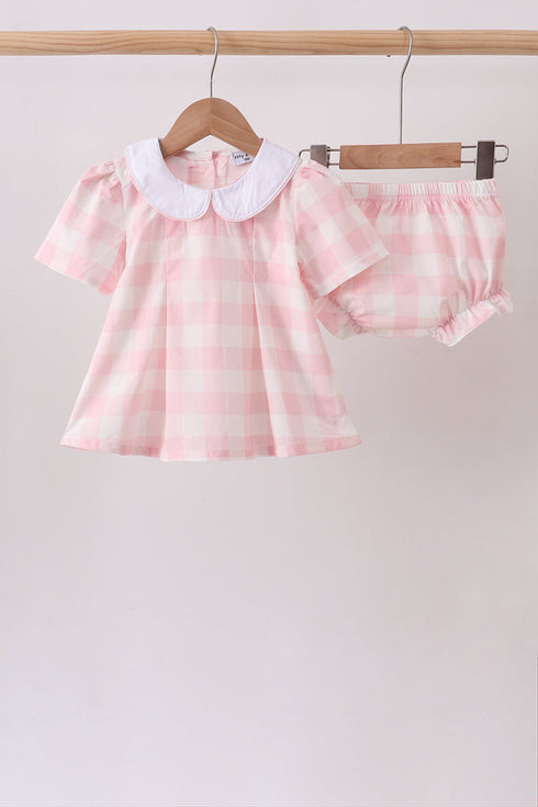 Pink Gingham Bloomer Set
