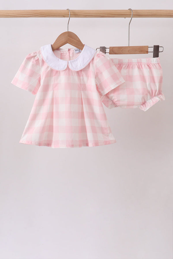 Pink Gingham Bloomer Set