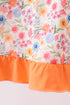Coral Jesus Loves me Embroidered Floral Ruffle Dress