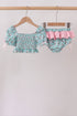 Green Floral Smocked Swimsuit