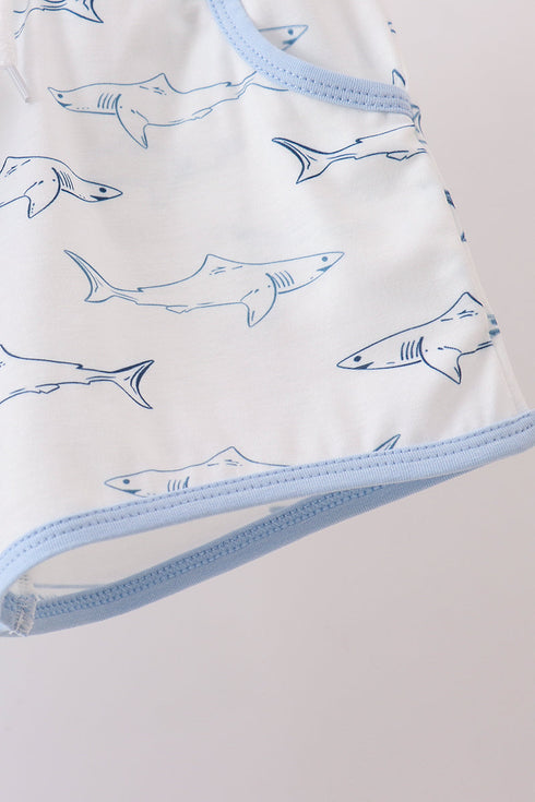 Blue Shark Print Shorts Set