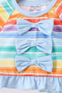 Rainbow Stripe Bow Ruffle Rashguard Set