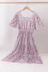 Blue Floral Print Mom Dress