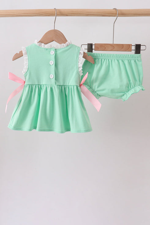 Green Butterfly Smocked Bloomer Set