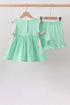 Green Butterfly Smocked Ruffle Shorts Set